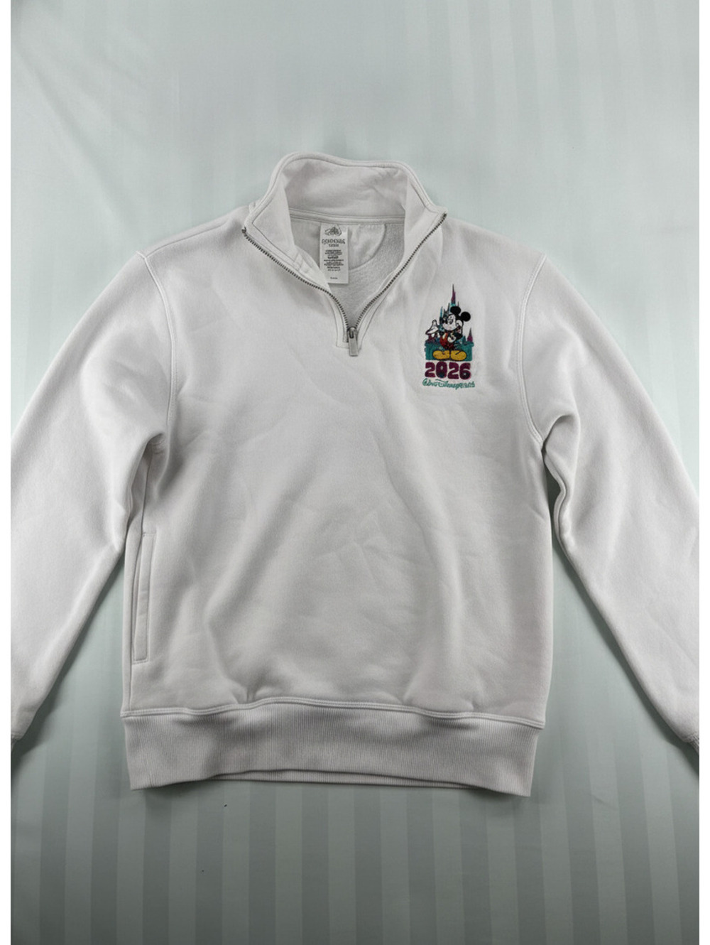 *BARELY USED* Disney 2026 Half-Zip Sweatshirt Light Gray Size XS